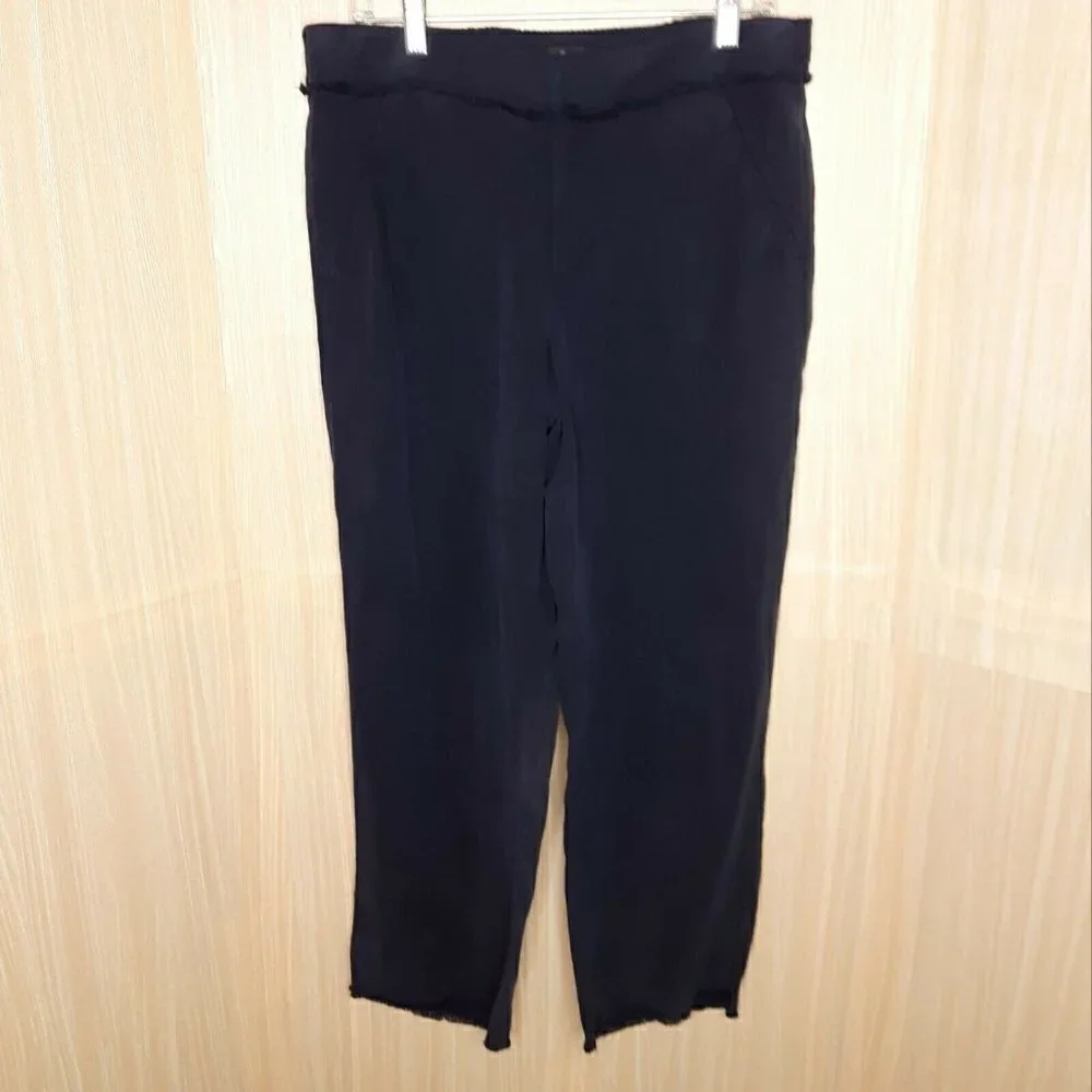 Loft Lyocel Linen Blend Navy NWT Raw Edge Pants - Picture 3 of 10